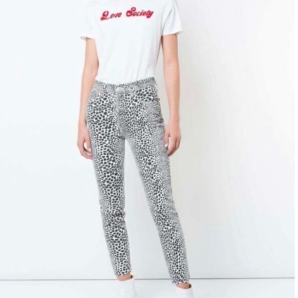 RE/DONE HR Ankle Crop Jeans, Spotted Animal Cheetah in Flame, Size 26. NWT! - Picture 15 of 16